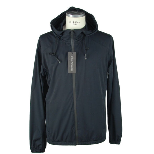 Emilio Romanelli Sleek Hooded Full Zip Jacket in Black Emilio Romanelli