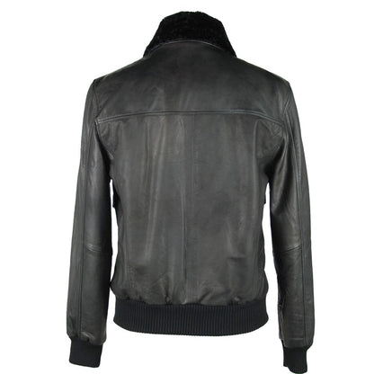 Emilio Romanelli Sleek Black Leather Zip Jacket Emilio Romanelli