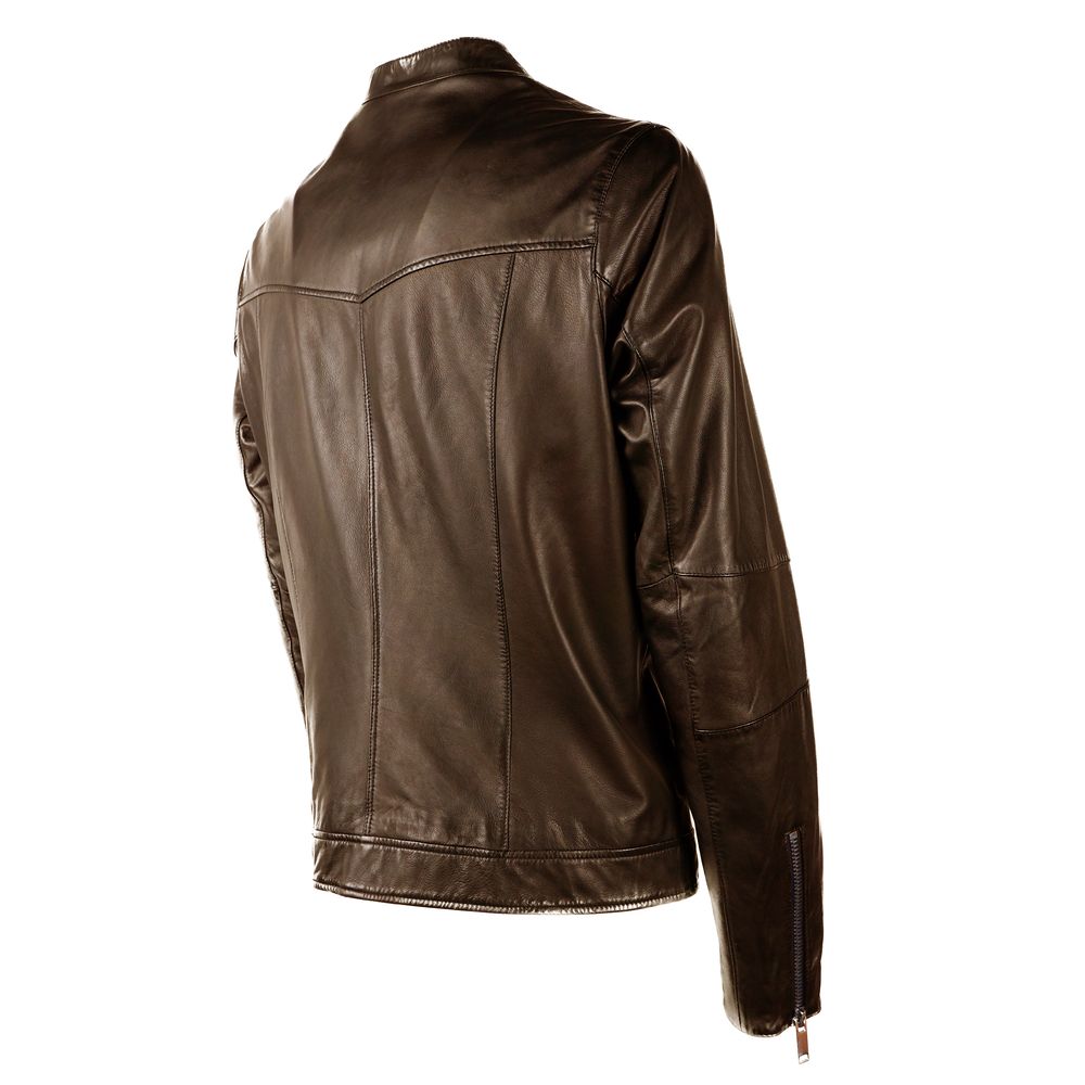 Emilio Romanelli Brown Leather Jacket Emilio Romanelli