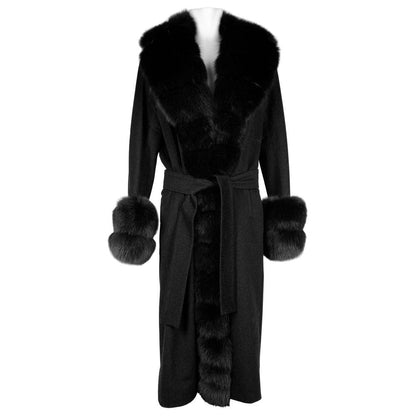 Made in Italy Elegant Virgin Wool Coat with Luxe Fox Fur Trim Made in Italy