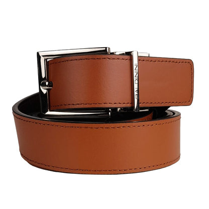 Baldinini Trend Reversible Calfskin Leather Belt in Rich Brown Baldinini Trend