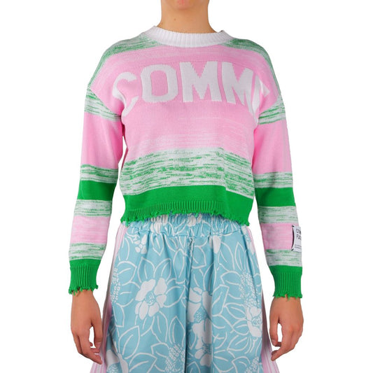 Comme Des Fuckdown Pink Viscose Blend Crewneck Statement Sweater Comme Des Fuckdown