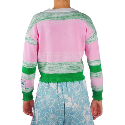 Comme Des Fuckdown Pink Viscose Blend Crewneck Statement Sweater Comme Des Fuckdown