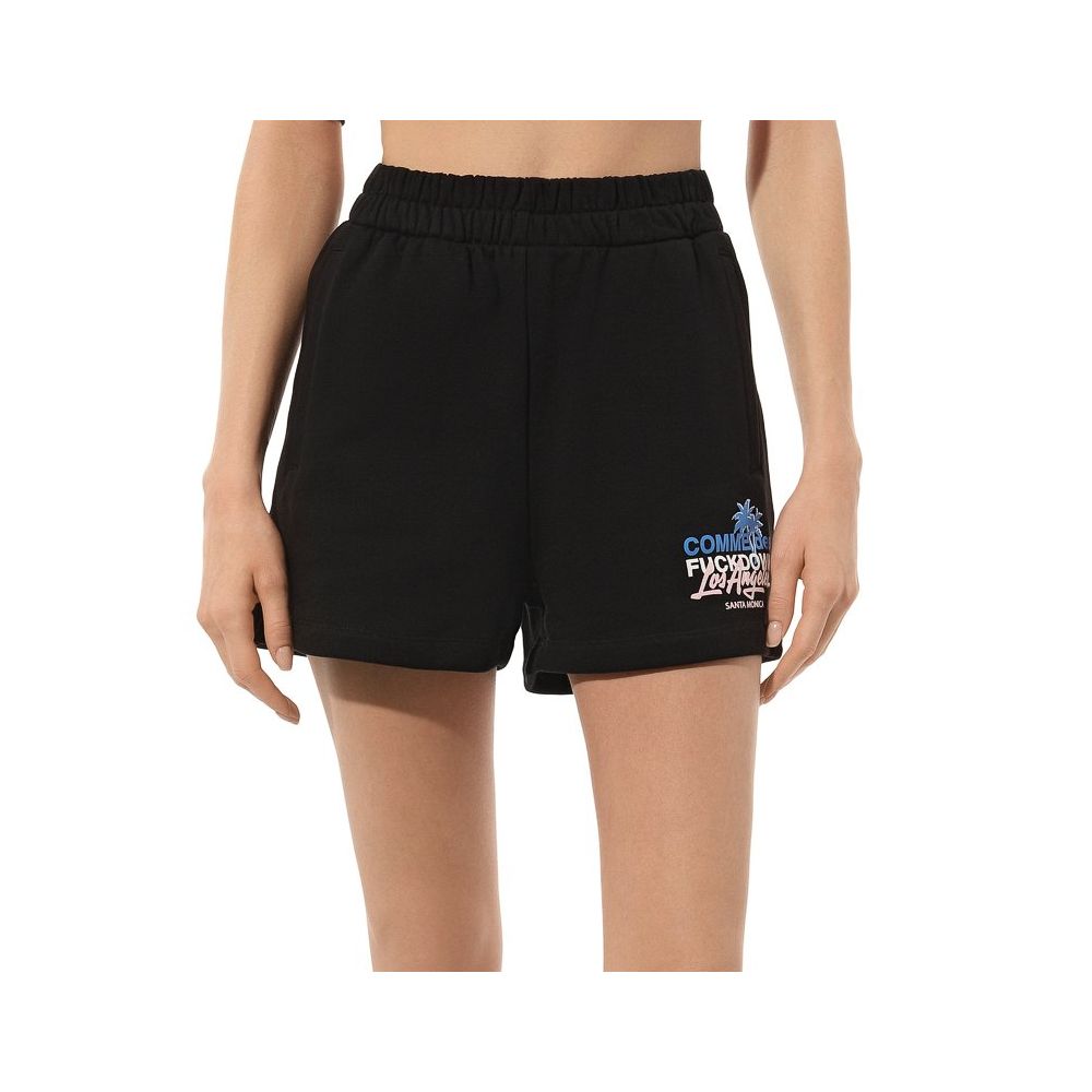 Comme Des Fuckdown Chic Black Cotton Shorts with Side Pockets Comme Des Fuckdown