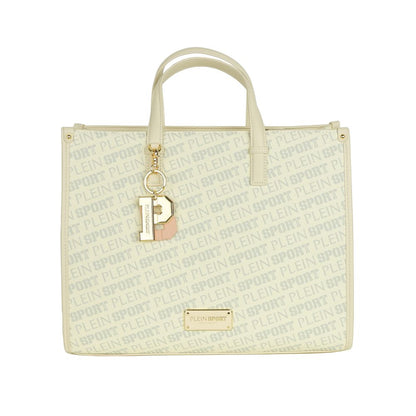 Plein Sport Stunning White Tote Bag with Cross Belt Plein Sport