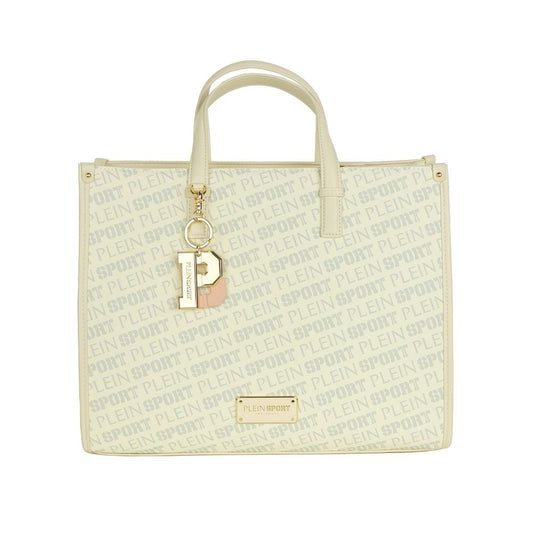 Plein Sport Stunning White Tote Bag with Cross Belt Plein Sport