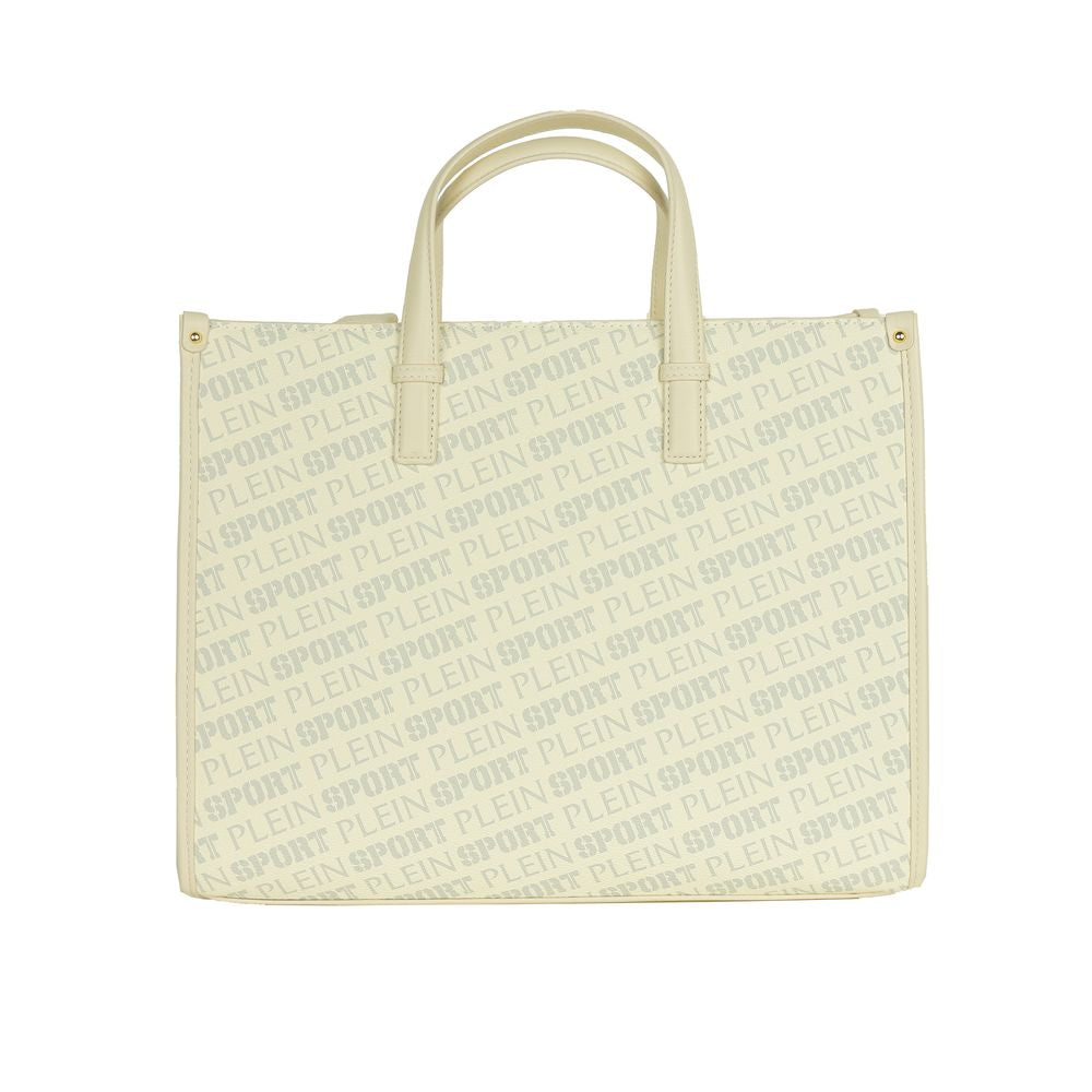 Plein Sport Stunning White Tote Bag with Cross Belt Plein Sport