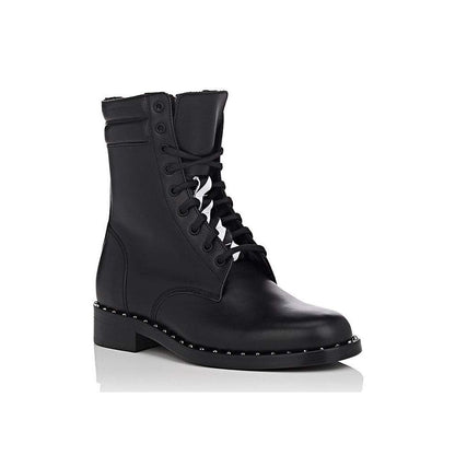 Off-White Studded Calfskin Lace-Up Ankle Boots Off-White