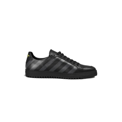 Off-White Stylish Calfskin Sneakers with Iconic Grey Stripes Off-White