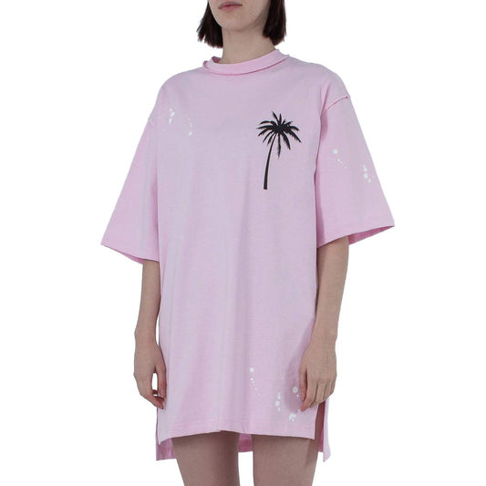 Comme Des Fuckdown Chic Pink Cotton T-Shirt Dress with Unique Print Comme Des Fuckdown