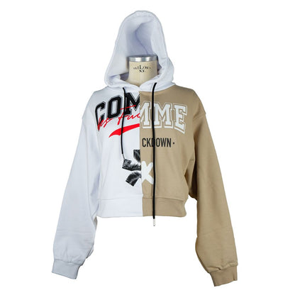 Comme Des Fuckdown Chic Two-Tone Graphic Hooded Sweatshirt Comme Des Fuckdown