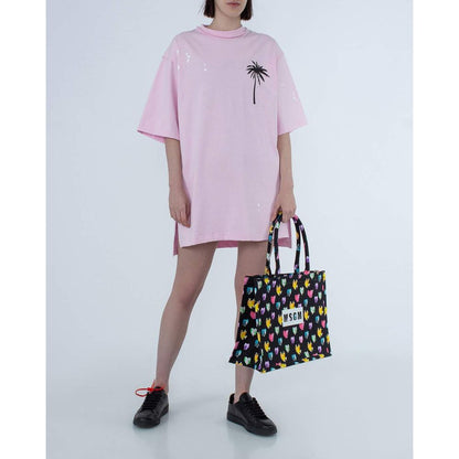 Comme Des Fuckdown Chic Pink Cotton T-Shirt Dress with Unique Print Comme Des Fuckdown