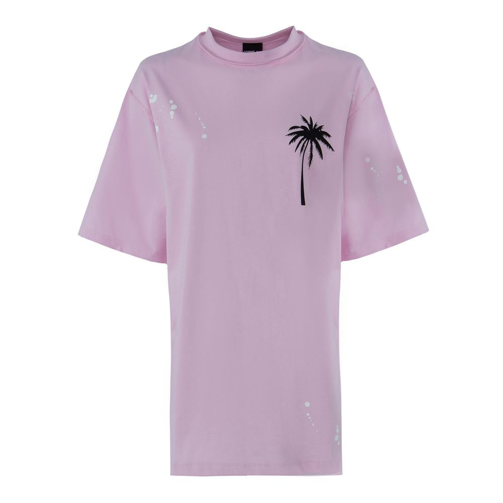 Comme Des Fuckdown Chic Pink Cotton T-Shirt Dress with Unique Print Comme Des Fuckdown