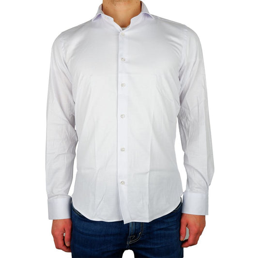 Made in Italy Elegant Milano White Gabardine Shirt Made in Italy