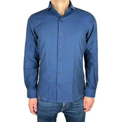 Made in Italy Elegant Milano Solid Blue Oxford Shirt Made in Italy