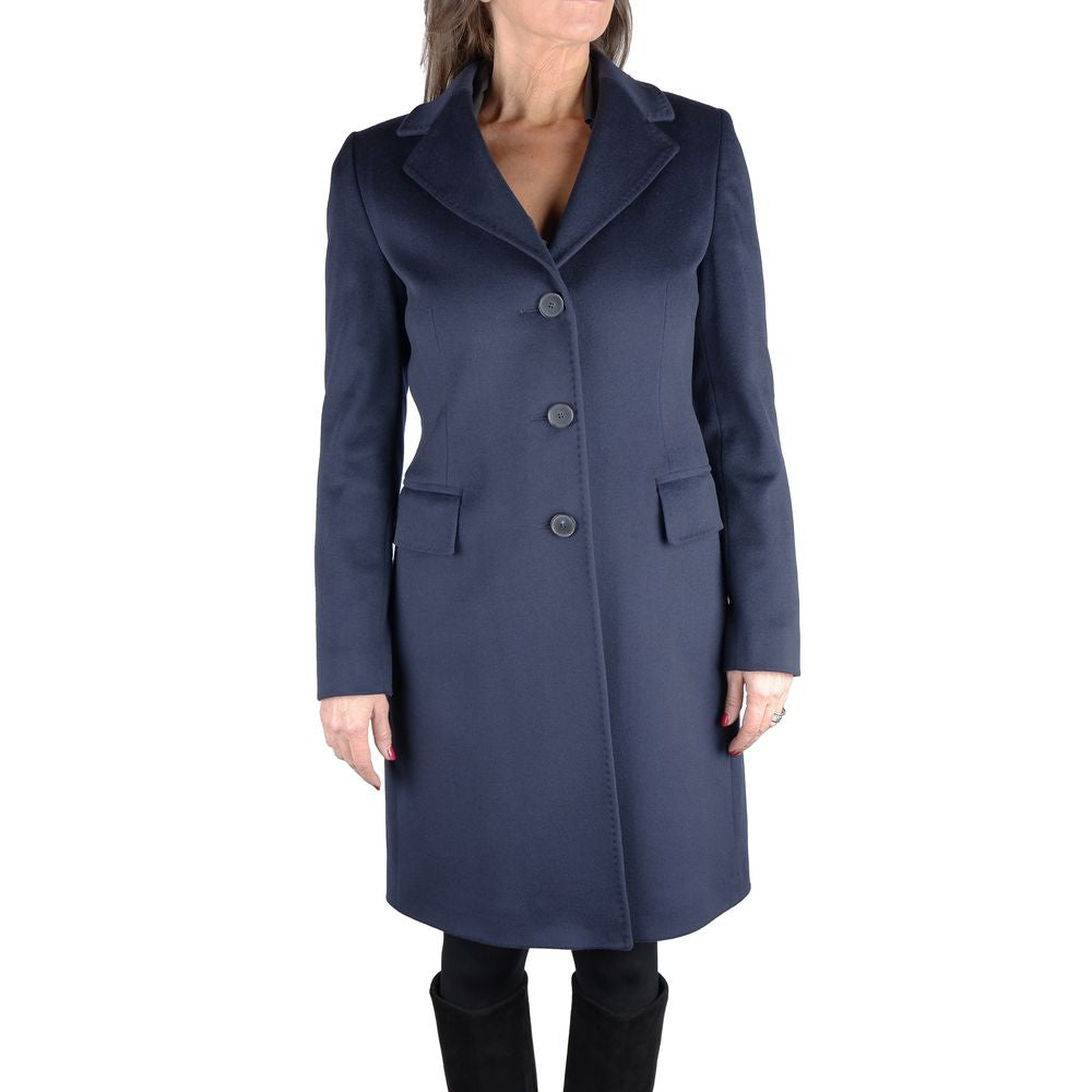 Made in Italy Elegant Blue Virgin Wool Coat Made in Italy