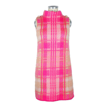 Elisabetta Franchi Chic Sleeveless Tartan Knit Dress with Pink Accents Elisabetta Franchi