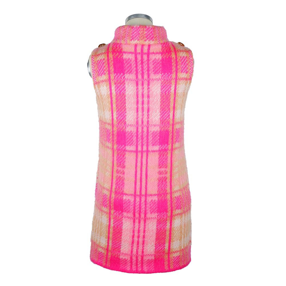 Elisabetta Franchi Chic Sleeveless Tartan Knit Dress with Pink Accents Elisabetta Franchi