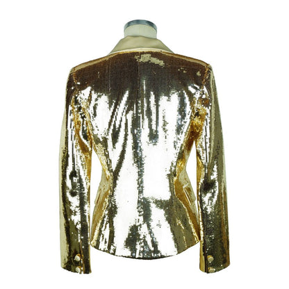 Elisabetta Franchi Chic Sequined Double-Breasted Yellow Jacket Elisabetta Franchi