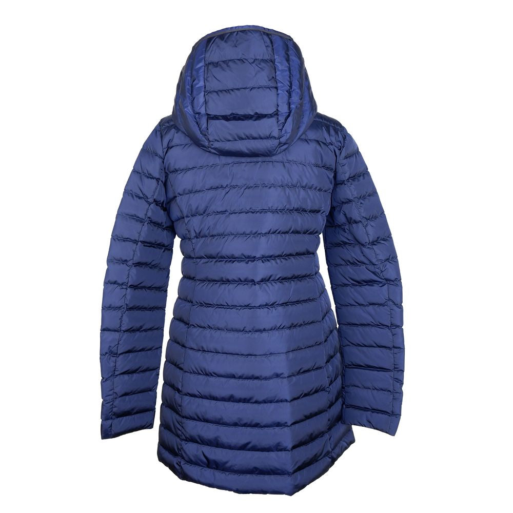 Add Elegant Blue Down Puffer Jacket with Hood Add