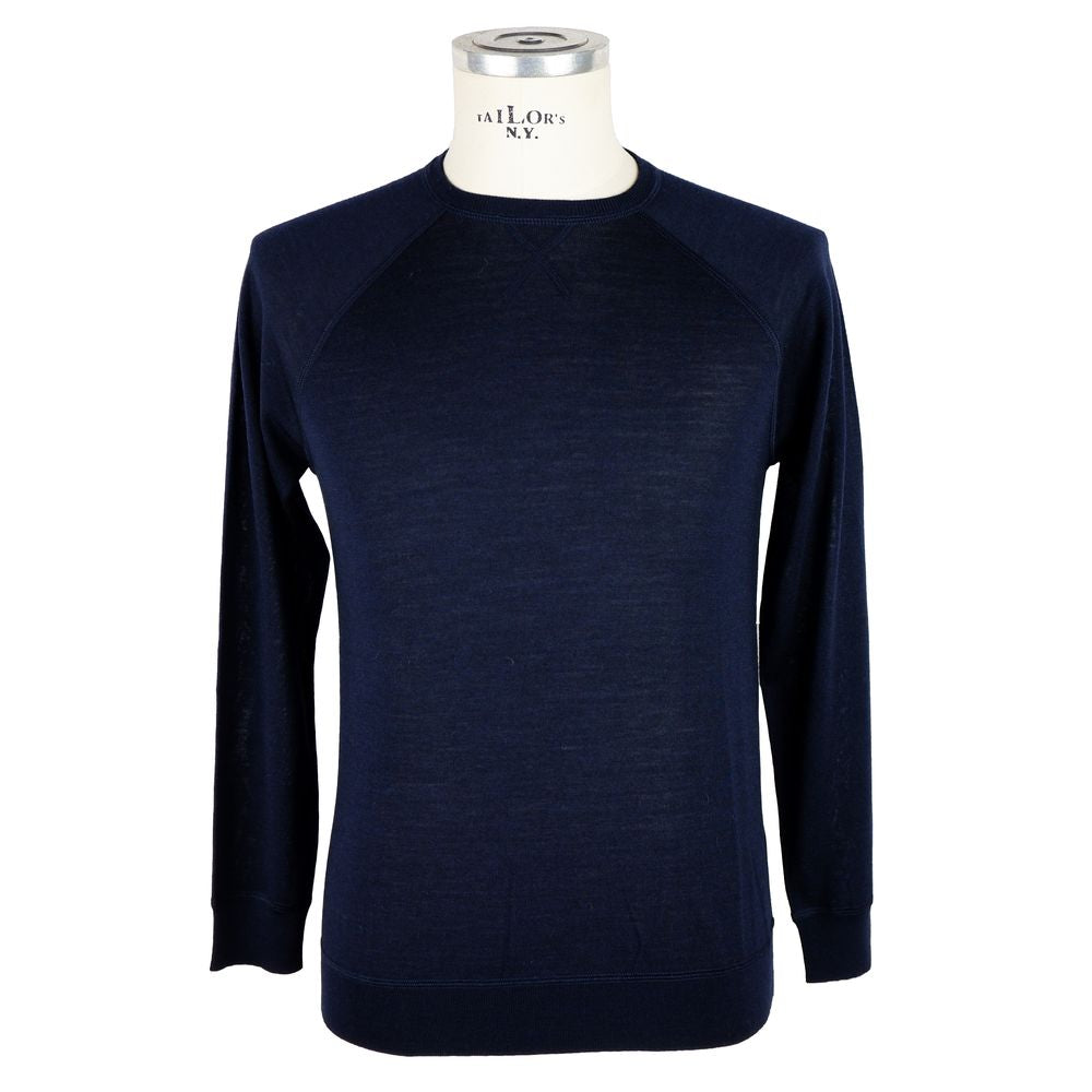 Emilio Romanelli Elegant Blue Cashmere Blend Crewneck Sweater Emilio Romanelli