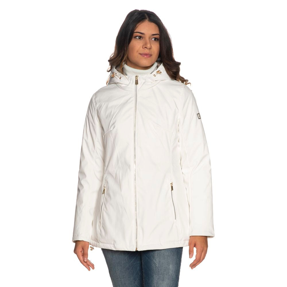 Yes Zee Chic White Hooded Down Jacket for Women Yes Zee