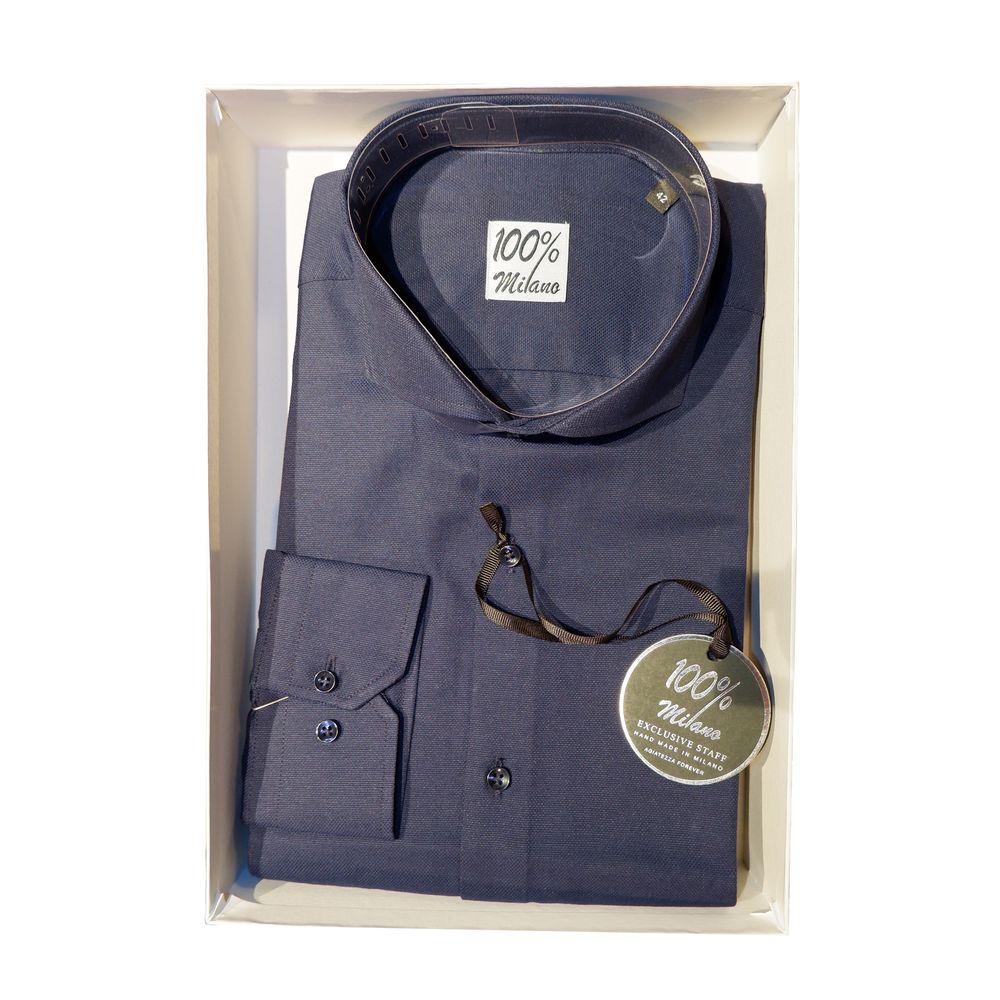 Made in Italy Elegant Blue Oxford Shirt for Men Made in Italy