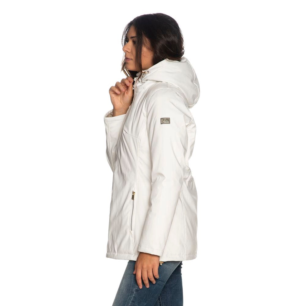 Yes Zee Chic White Hooded Down Jacket for Women Yes Zee