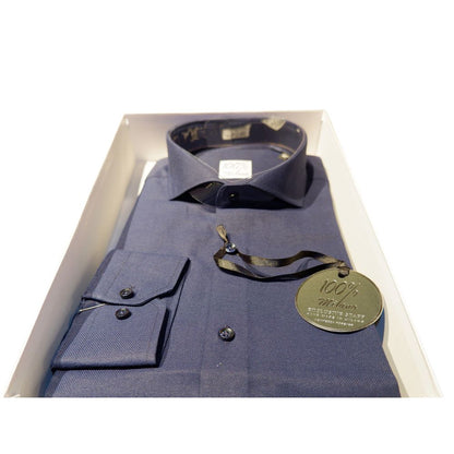 Made in Italy Elegant Blue Oxford Shirt for Men Made in Italy