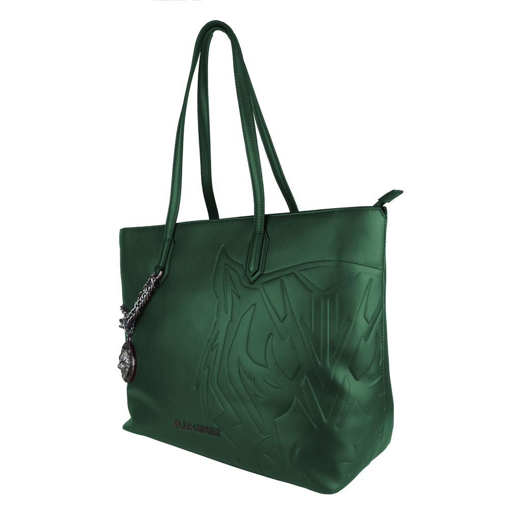 Plein Sport Eco-Chic Dark Green Shoulder Bag with Chain Detail Plein Sport