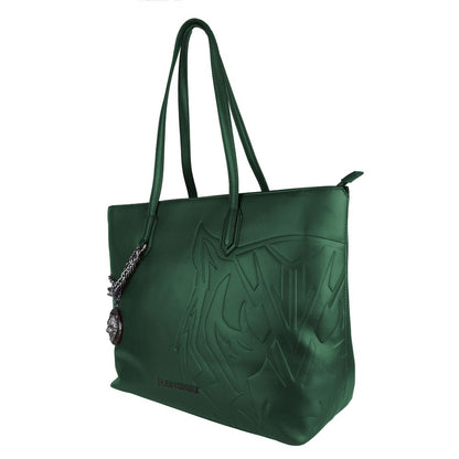 Plein Sport Eco-Chic Dark Green Shoulder Bag with Chain Detail Plein Sport