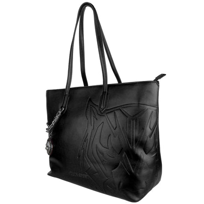 Plein Sport Chic Black Eco-Leather Shopper Tote Plein Sport