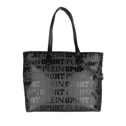 Plein Sport Sleek Black Designer Shopping Bag with Logo Print Plein Sport