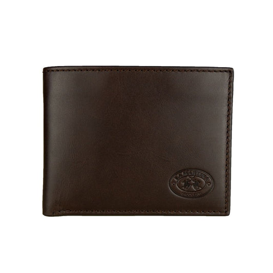 La Martina Elegant Dark Brown Leather Wallet La Martina