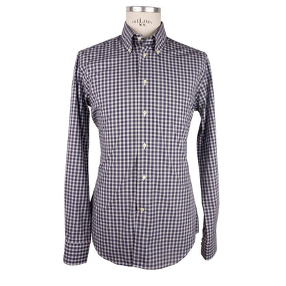 Made in Italy Elegant Milano Square-Patterned Cotton Shirt Made in Italy