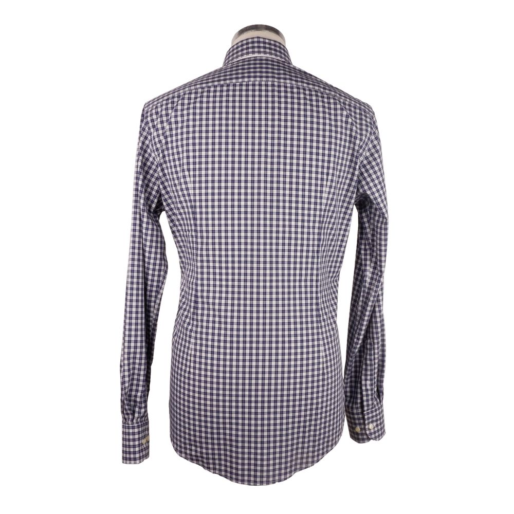 Made in Italy Elegant Milano Square-Patterned Cotton Shirt Made in Italy