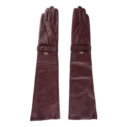 Cavalli Class Elegant Lambskin Leather Gloves In Radiant Pink Cavalli Class