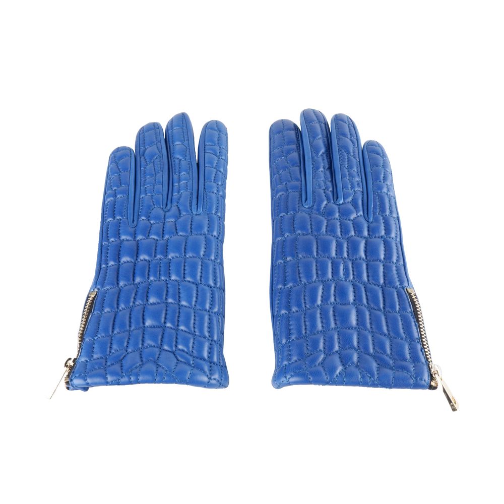 Cavalli Class Elegant Lambskin Leather Gloves in Captivating Blue Cavalli Class