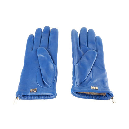 Cavalli Class Elegant Lambskin Leather Gloves in Captivating Blue Cavalli Class