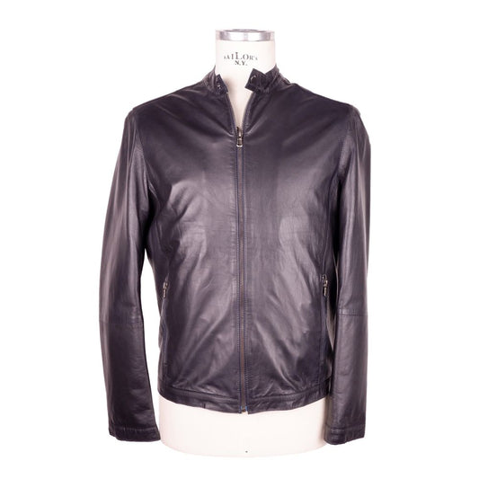 Emilio Romanelli Sleek Black Genuine Leather Jacket Emilio Romanelli