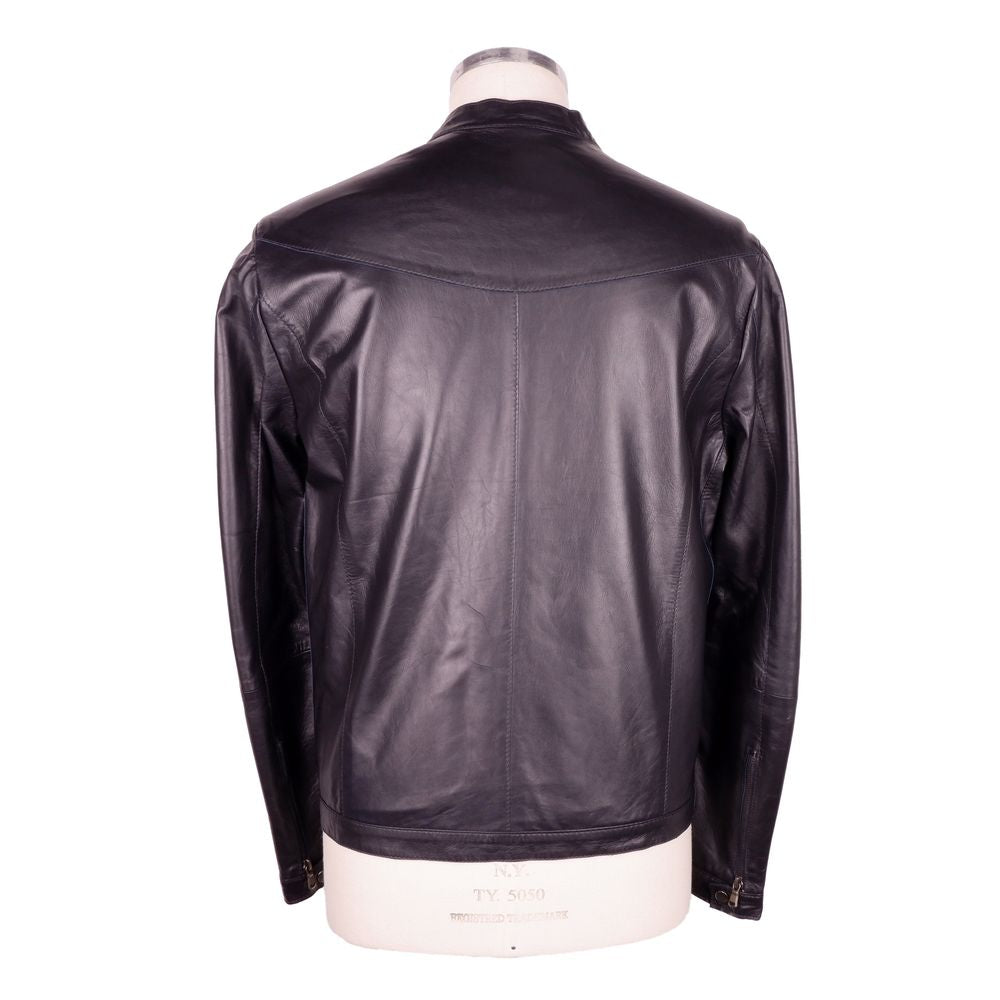 Emilio Romanelli Sleek Black Genuine Leather Jacket Emilio Romanelli