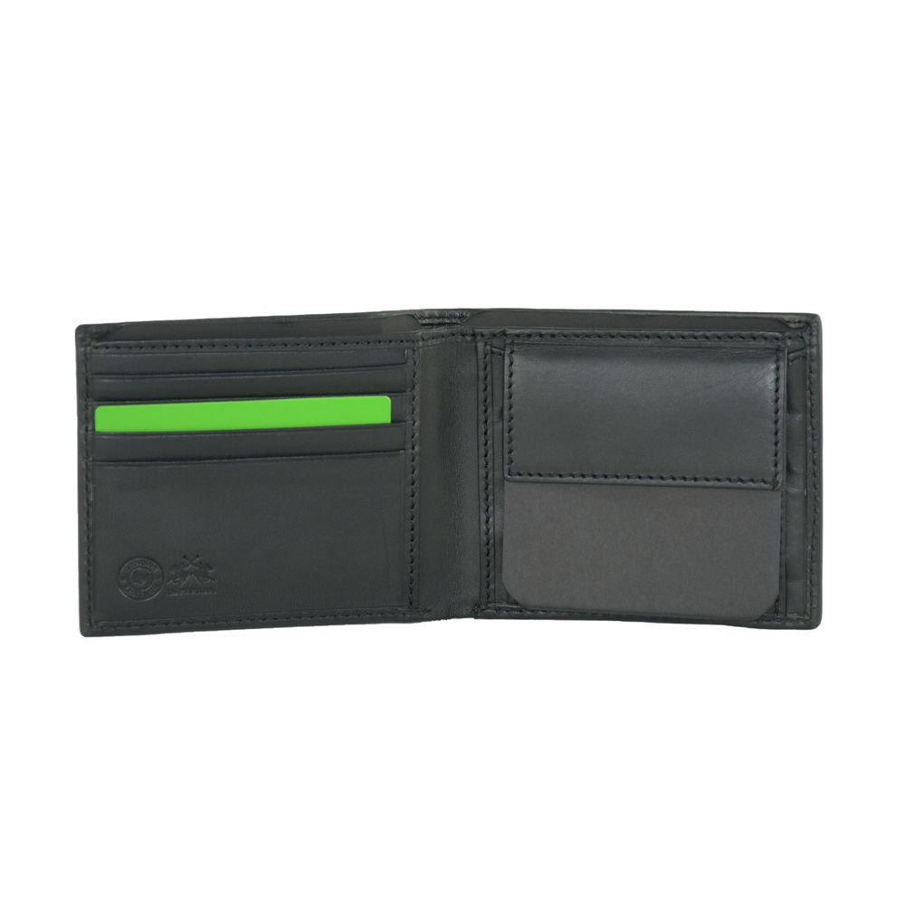 La Martina Elegant Black Leather Wallet La Martina