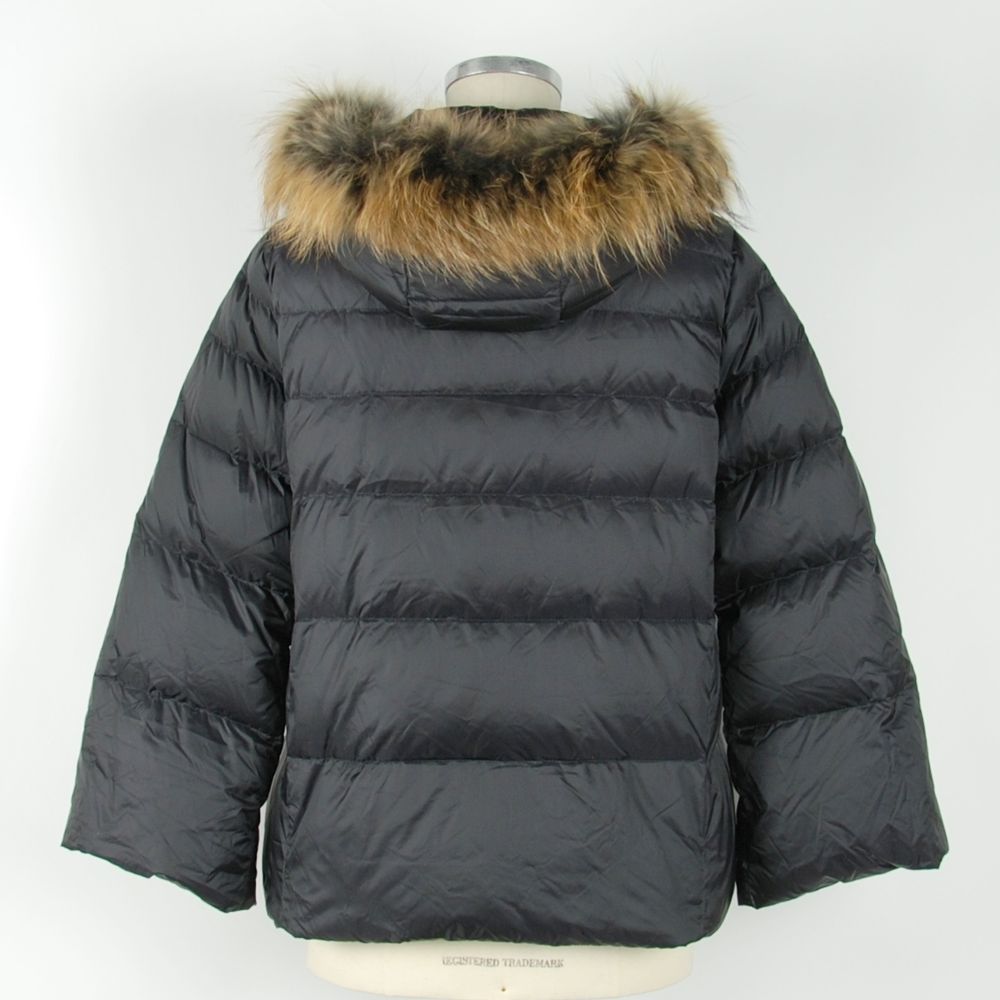 Emilio Romanelli Elegant Black Polyamide Jacket with Fur Emilio Romanelli