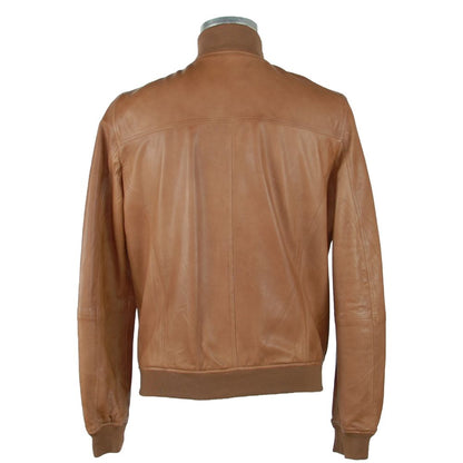 Emilio Romanelli Elegant Brown Leather Jacket for Men Emilio Romanelli