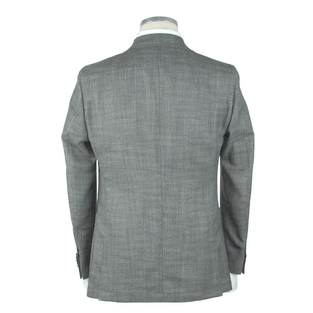 Emilio Romanelli Elegant Gray Slim Wool-Linen Blend Blazer Emilio Romanelli