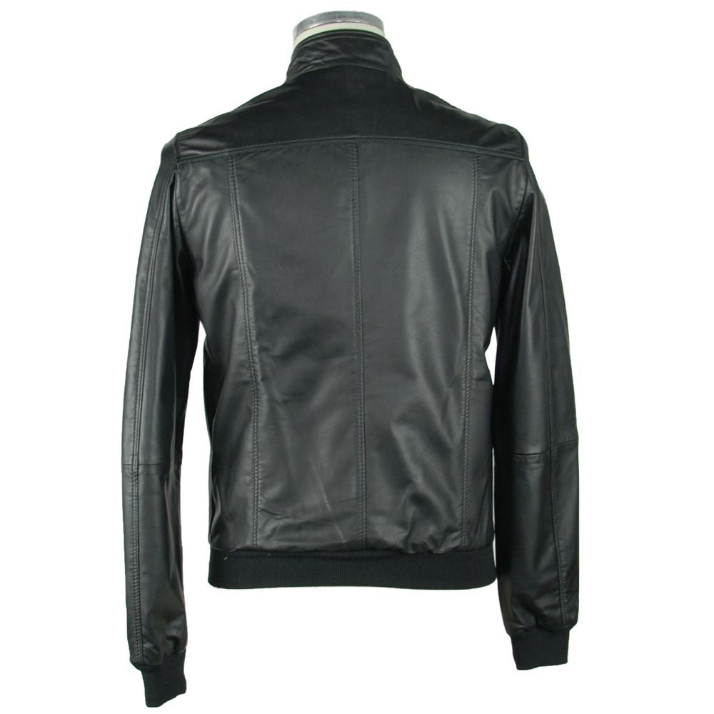 Emilio Romanelli Sleek Black Leather Jacket For Men Emilio Romanelli