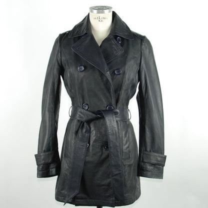 Emilio Romanelli Chic Blue Leather Trench with Belt Emilio Romanelli