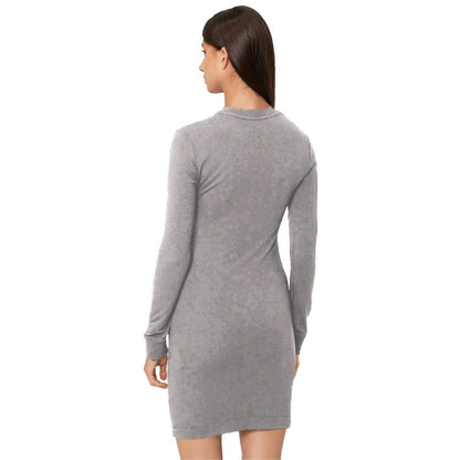 Love Moschino Chic Gray Cotton Blend Dress with Logo Detail Love Moschino