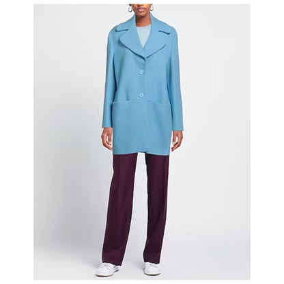 Love Moschino Elegant Light Blue Wool Coat Love Moschino