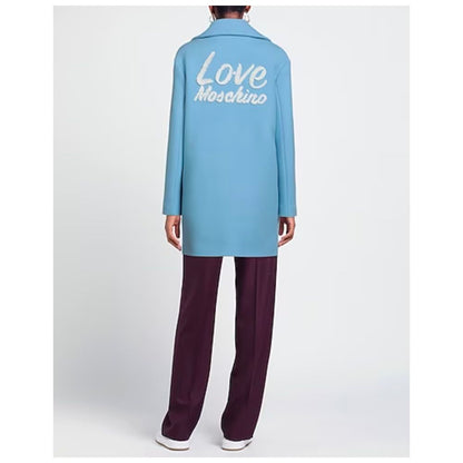 Love Moschino Elegant Light Blue Wool Coat Love Moschino